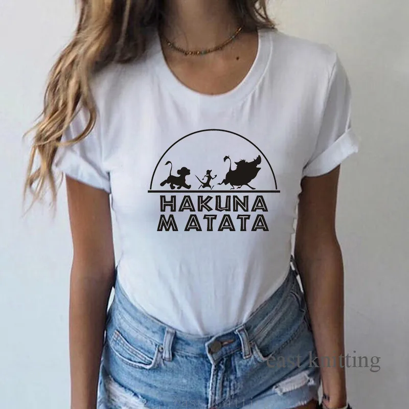 Hakuna Matata рубашка Женская Harajuku Ullzang the lion king женская футболка Homme летняя футболка модный топ Женская футболка - Цвет: 0906