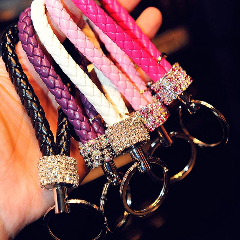 

1Pcs Universal Crystal Keychain Creative DIY New Luxury Key Chain Wallet Messenger Bag Backpack Pendant with 6 Colors