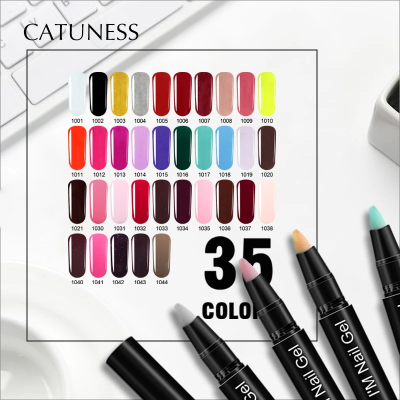 

CATUNESS Lucky 2019Pen Brush Gel Varnish Permanent Gel Polish Soak Newest Semi Nude Color Gel Polish Shining UV LED Brush gel