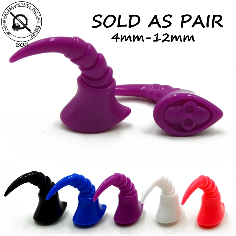

1 Pair Acrylic Ear Taper Stretcher Expanders Tunnel Plugs Earlets Body Piercing Jewelry Skull Logo Horn Shape Earlets Earring