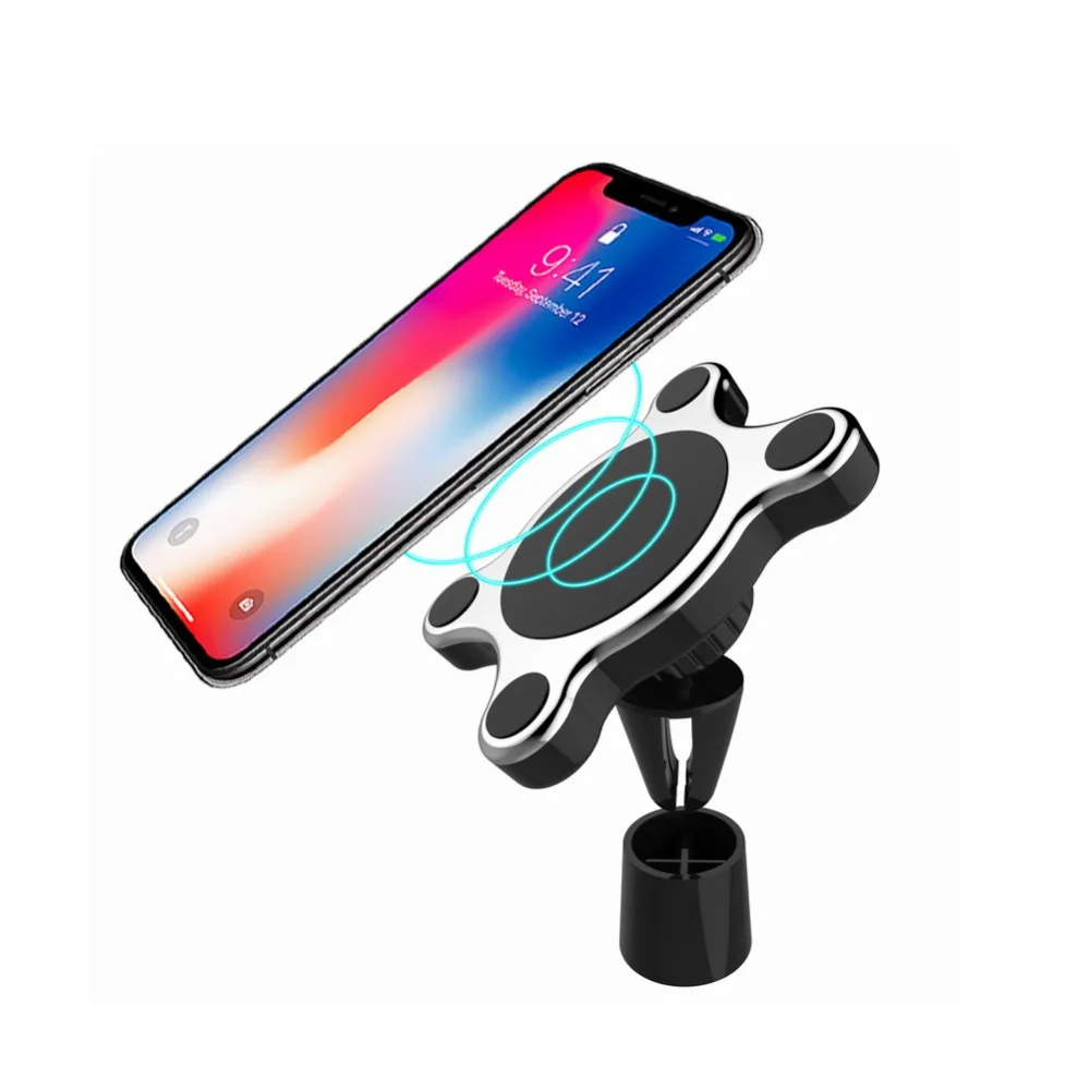 

Magnetic Wireless Car Charger, 360 Degree Rotating Fast Charging Automobile Vent Clip Phone Mount for iPhone and Samsung Phone