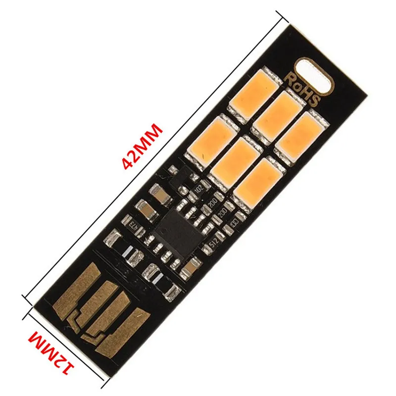 1 шт. портативный мини USB мощность 6 светодиодный светильник 1 Вт 5 В сенсорный диммер Теплый/чистый белый светильник для power Bank компьютера ноутбука