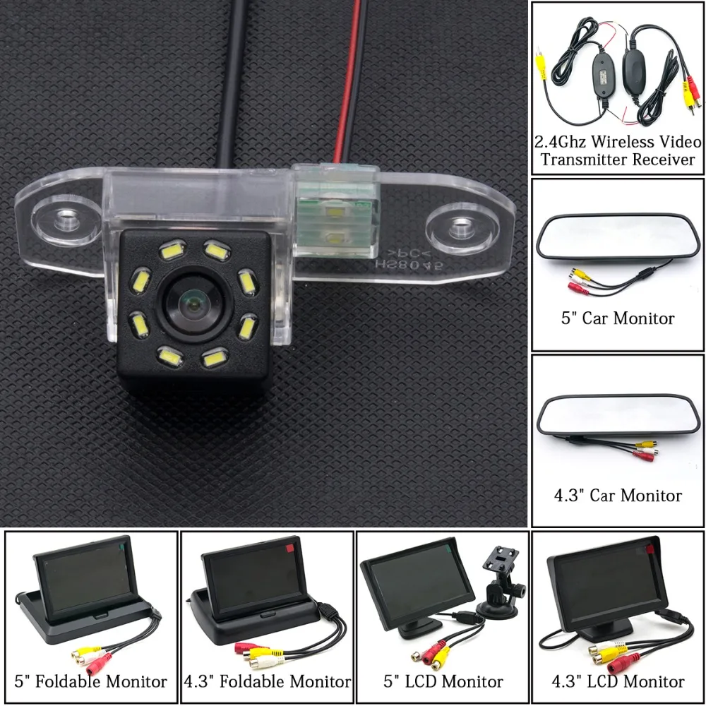 

8LED Car Rear View Camera Backup 5" Parking LCD Monitor Wireless For Volvo S80L S60L S40L S80 S60 S40 V40 V50 V60 V70 XC90 XC60