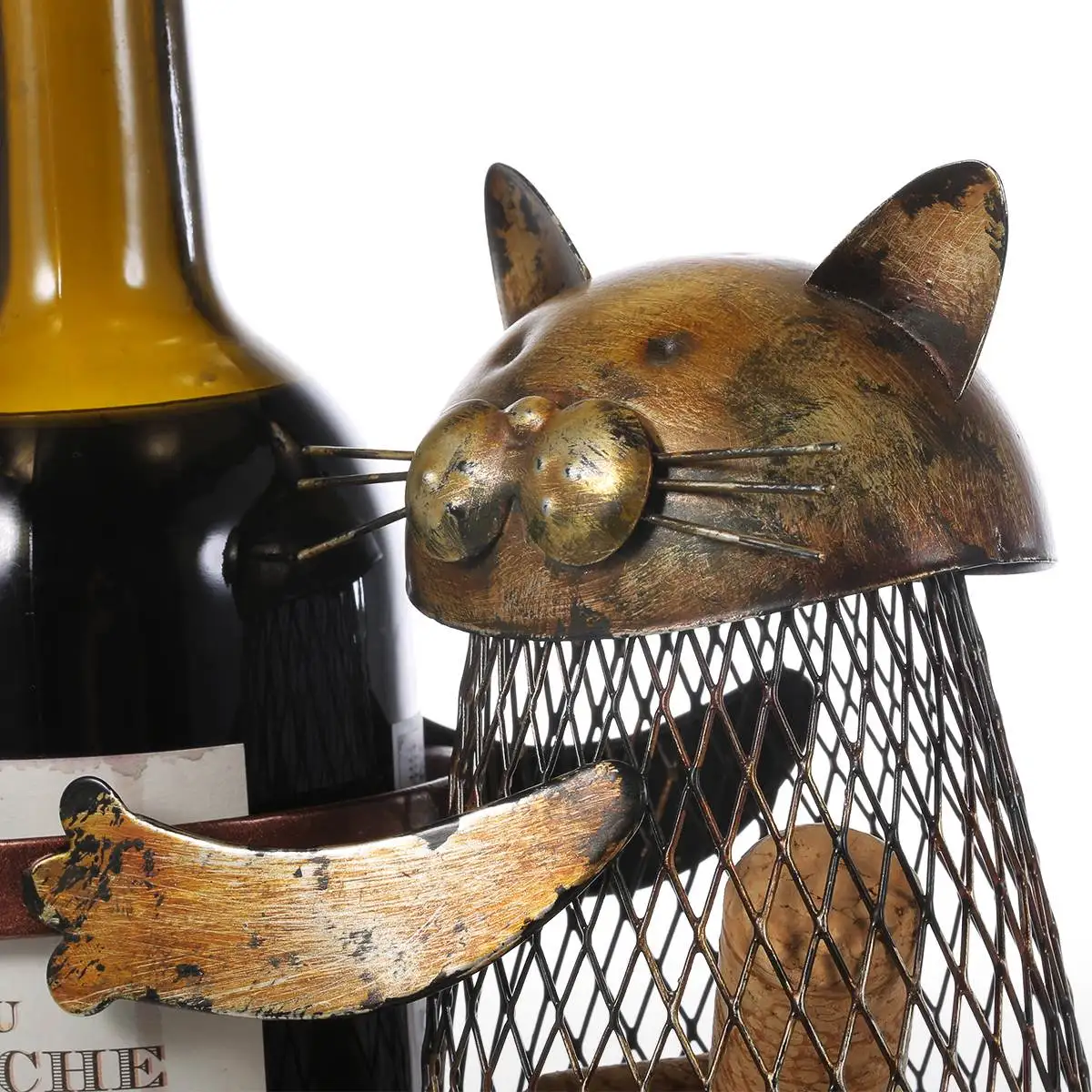 Кухонный бар, винная бутылка, держатель в форме кошки, винный держатель из металла, подарок на Рождество и год, украшение для дома