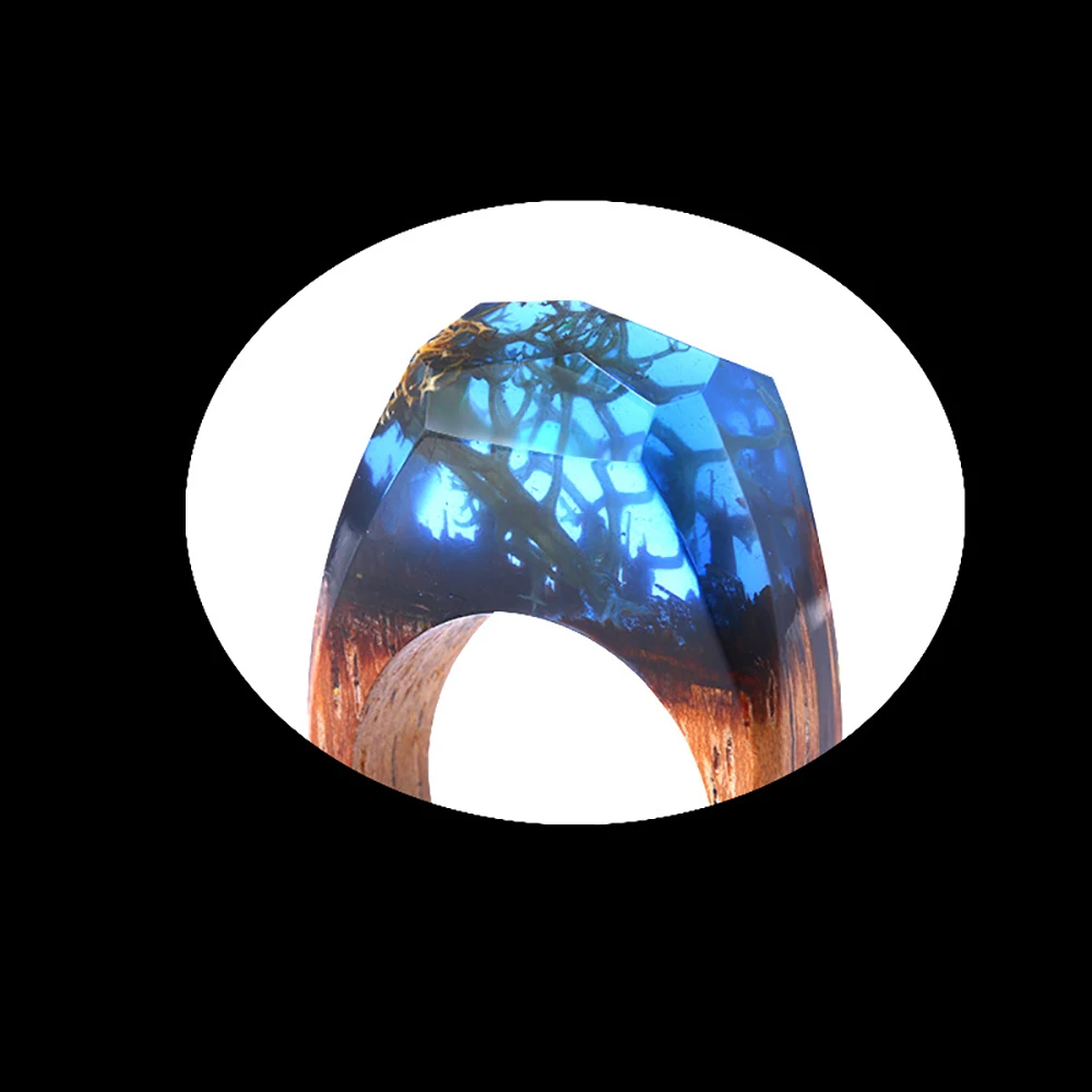 Кольца BOEYCJR синего цвета из дерева и смолы, модные ювелирные изделия из водорослей в стекле, новые деревянные кольца для женщин, свадебный подарок