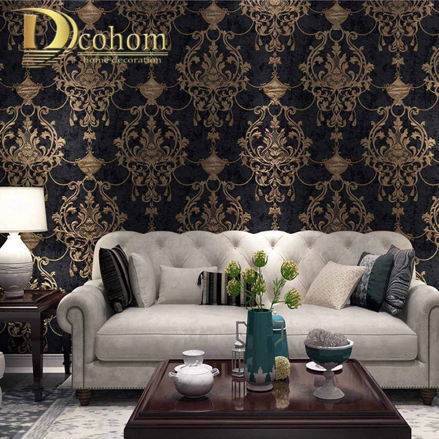 European Style Damask Wallpaper For Walls 3 D Embossed Luxury Wall Paper Rolls For Bedroom Living Room Sofa TV Background Decor European Style Damask Wallpaper For Walls 3 D Embossed Luxury Wall Paper Rolls For Bedroom Living Room Sofa TV Background Decor