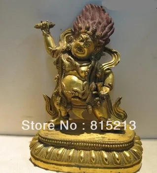 

bi00101 7"Tibet Lhasa Fane pure Bronze 24K Gold Vajrapani Law enforcement Buddha Statue