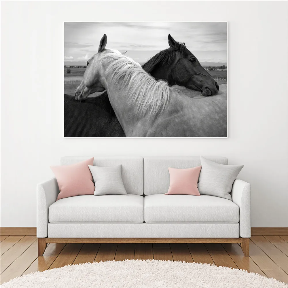 

Black White Wall Art Paint Horse Painting on Canvas Pictures for Living Room Decoration Scandinavian Decor Posters and Prints