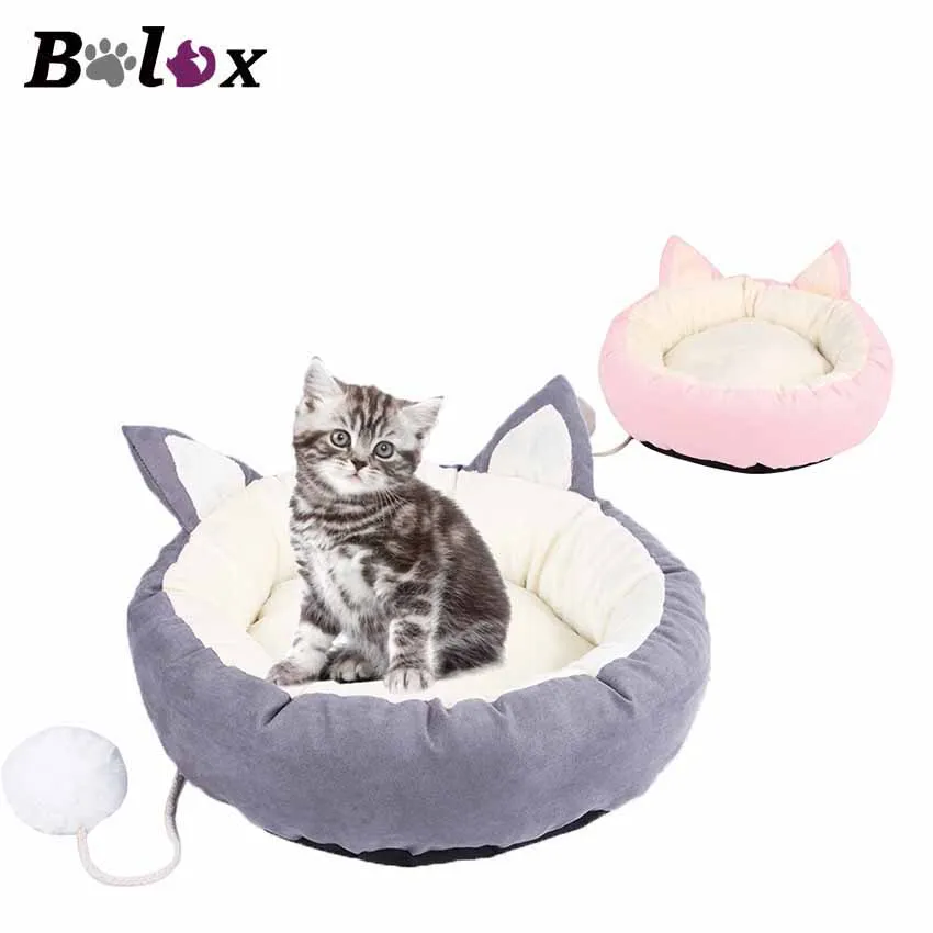 

BOLUX Cute Dog Beds For Small Medium Dogs Cats Soft Material Cat Ears Shape Dog Nest Warming Cushion For Winter Kennles Supplies