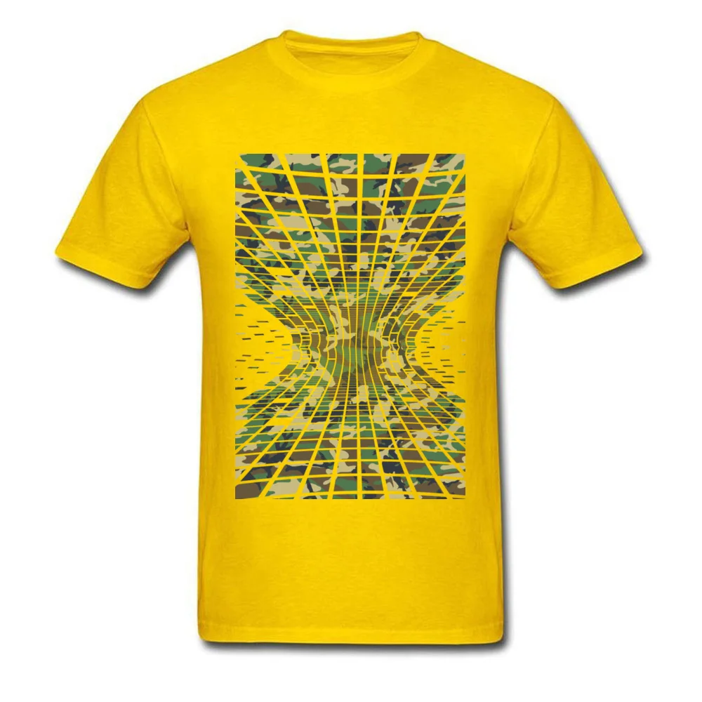 Faddish Tiled Warped Camo Birthday T-shirts Crew Neck 100% Cotton Men Tees Short Sleeve Fall Birthday Tee-Shirt Tiled Warped Camo yellow