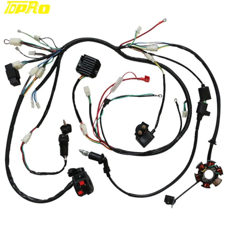 

TDPRO GY6 150CC Stater Coil Ignition Switch Electrics Wiring Harness For 150CC 125CC Pitbike Buggy Scooter