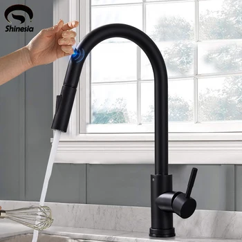 

Matte Black Pull Out Sensor Kitchen Faucet Sensitive Smart Touch Control Faucet Mixer For Kitchen Touch Sensor Kitchen Mixer Tap
