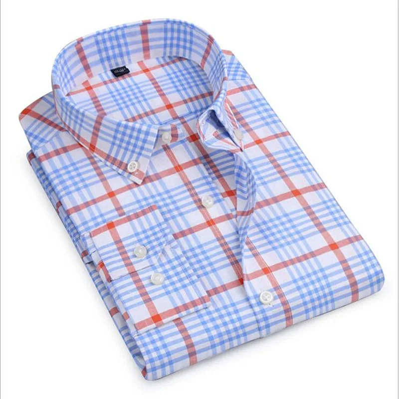 High quality Men's classic plaid shirt Long sleeve dress shirt men ...