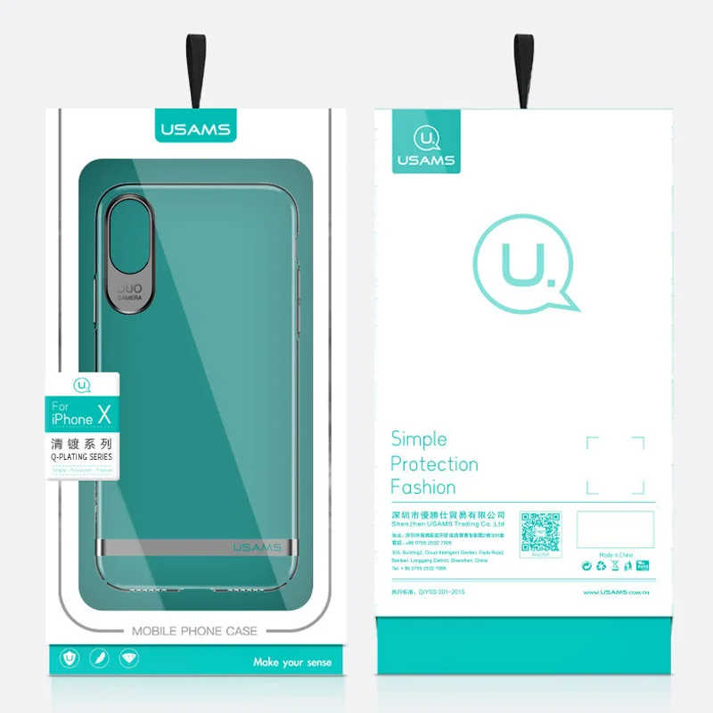 USAMS For iPhone X Case Bling Electroplating ARC Edge Hard PC Clear Back Case For Apple iPhone 10 Ultra-Slim Phone Cover