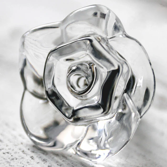 

Modern Minimalist Rose Handle Wardrobe Drawer Handle Rose Transparent Plastic Handle European Cabinet Door Single Hole Knob