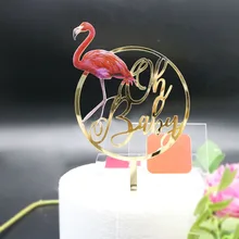 Фламинго акриловый торт Топпер золото "OH Baby" буквы кекс Топпер Для Свадьбы Дети День Рождения Торт украшения детский душ