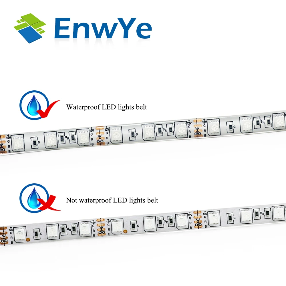 EnwYe Светодиодная лента 5050 водонепроницаемая DC12V гибкий светодиодный светильник 60 Светодиодный s/m IP65 водонепроницаемая 5 м/лот 5050 RGB светодиодная лента