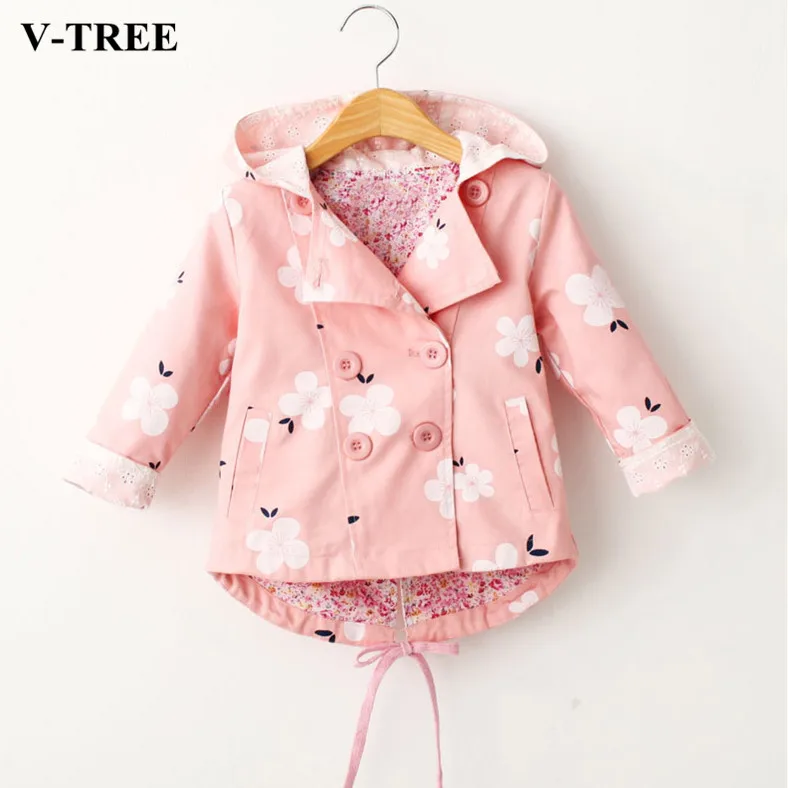 

V-TREE Girls Windbreaker Double Layer Parkas For Girl Fashion Girl Capes Kids Cardigan Jacket Children Outerwear