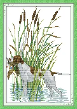 

Free Cross Stitching pictures 11CT Foraging in water DIY Needlework DMC Counted Cross Stitch Kits for Embroidery Home decoration
