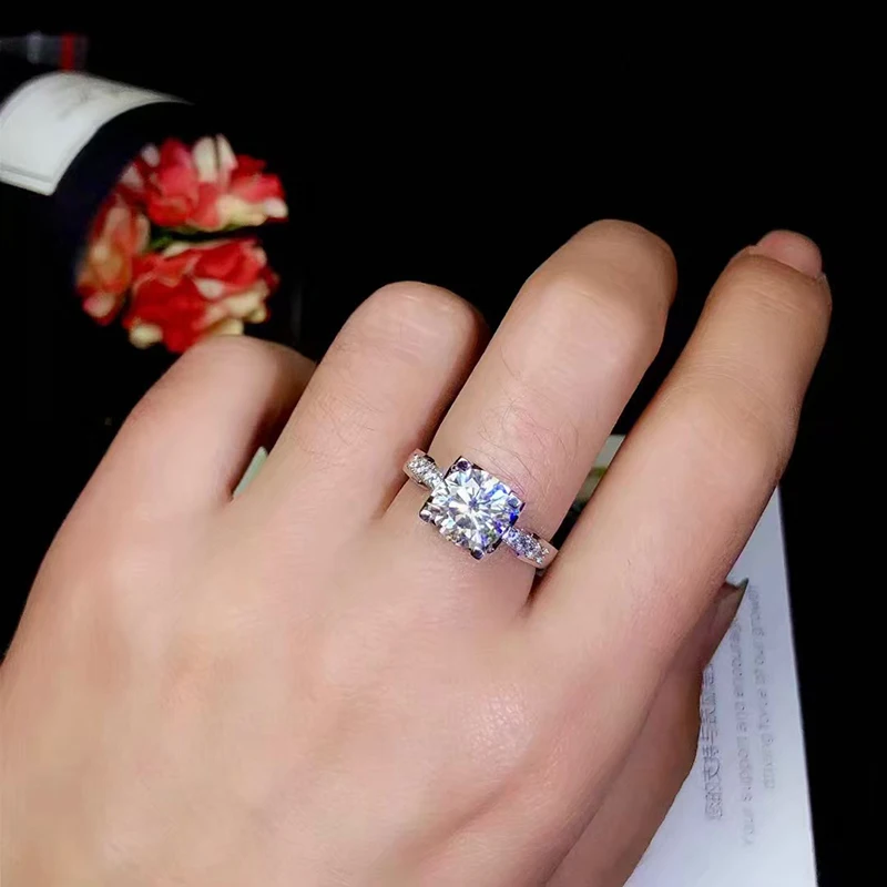 BOEYCJR 925 серебро 1ct/2ct/3ct F цвет Moissanite VVS обручальное свадебное кольцо с бриллиантом с национальным сертификатом для женщин