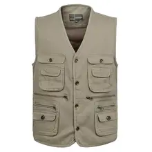 Plus Size Vest S-5XL Spring men's multi-pocket vest men's photography vest men's cotton buckle with lined vest Plus Size Vest S-5XL Spring men's multi-pocket vest men's photography vest men's cotton buckle with lined vest