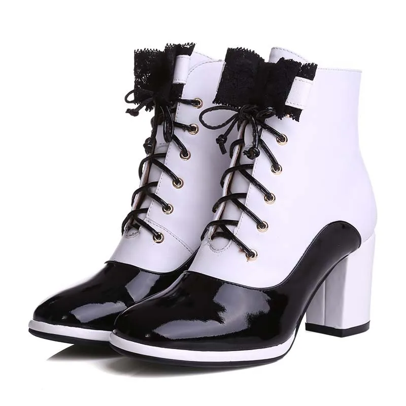 black and white ankle boots