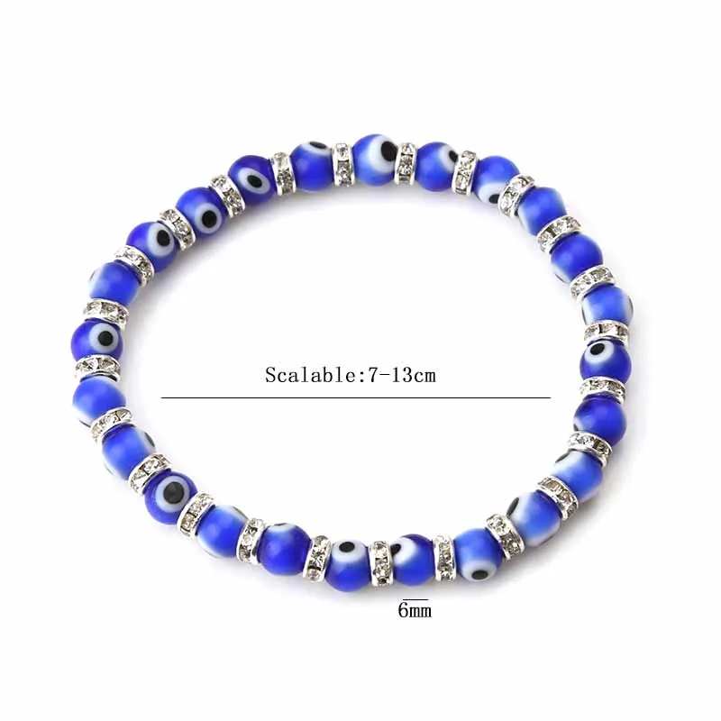 

Fashion 6mm lucky colorfur evil eye bead multi-color spacer crystal lucky bracelet