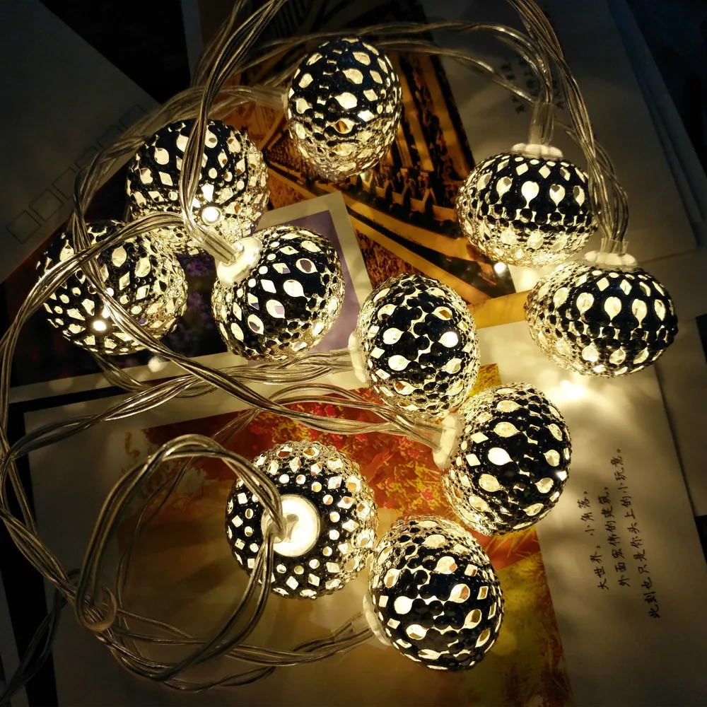 

Unique Morocco Style Ball LED Light Strings Battery Operated Party Light For Christmas Wedding Resturant Hotel Decoration