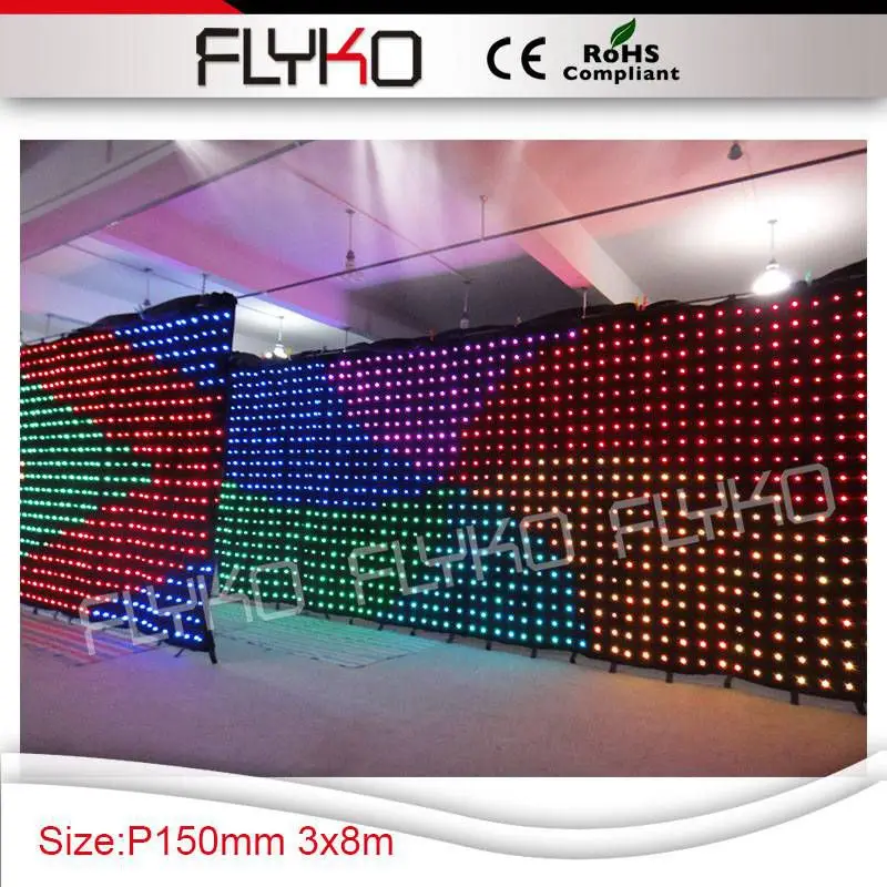 

Free shipping good resolution P150mm 10ft x 27ft led vision curtain indoor flexible led lights video screen