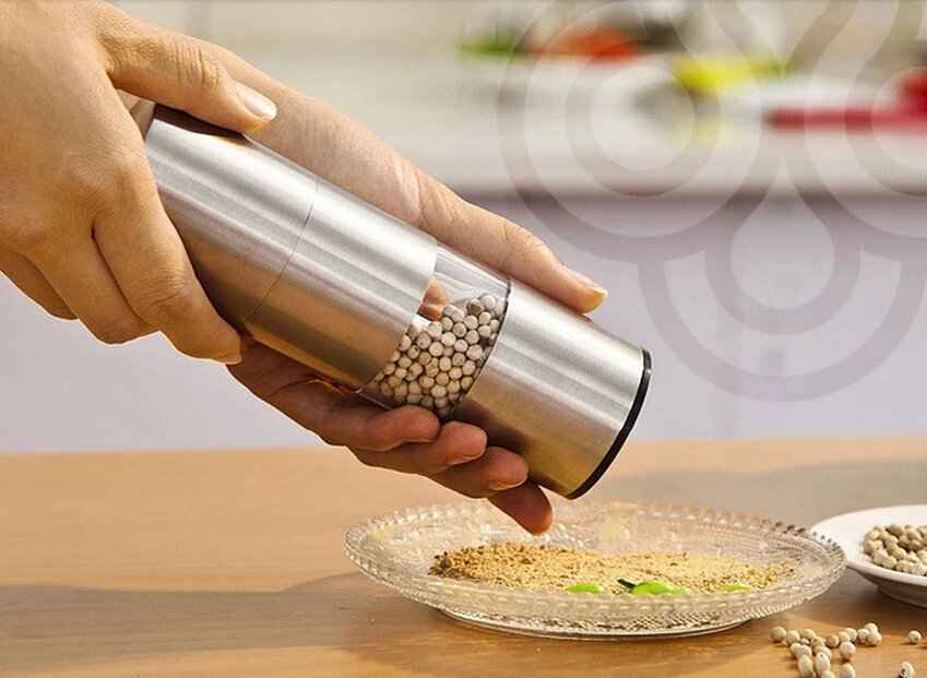 Stainless steel electric pepper mill grinder flat, salt mill, grinder