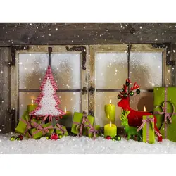 Деревянные окна снежинки фоны с рождественскими мотивами зимние с принтами красный зеленый лоси шары Подарки сосна детские фоны для детей