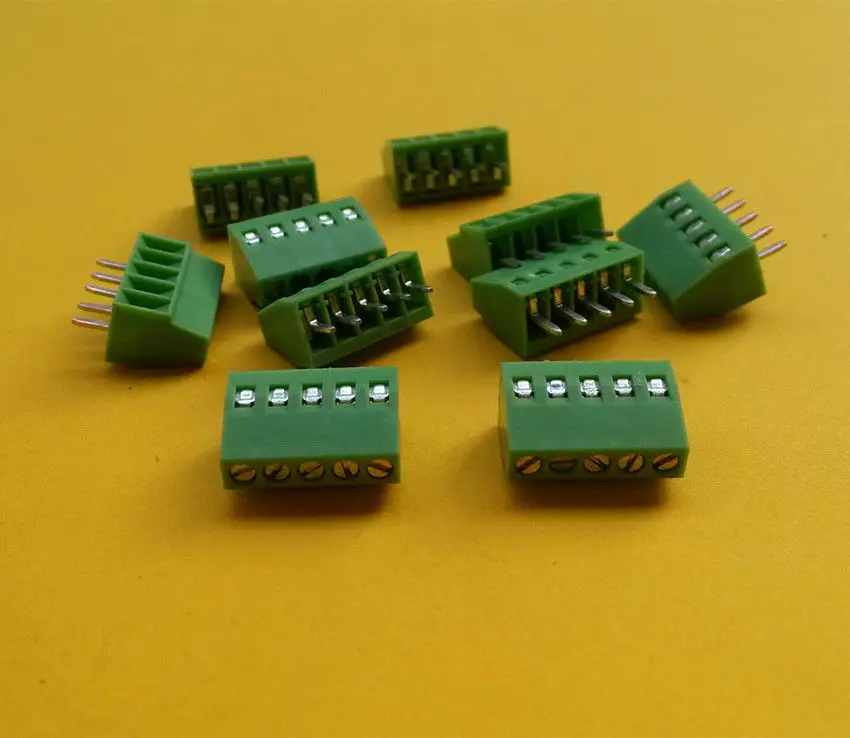 

10pcs 5 Poles/5 Pin 2.54mm/0.1" PCB Universal Screw Terminal Block Connector