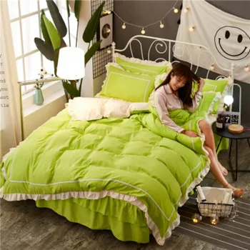 

1.2m*2m new Korean solid color double bed skirt four-piece set bed skirt quilt cover bedding