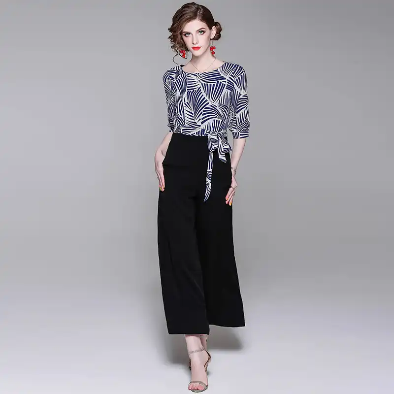 jumpsuit white top black bottom