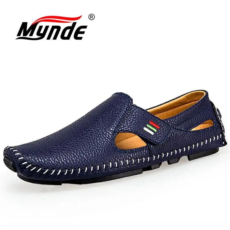 MYNDE New Fashion Moccasins For Men Loafers Summer Walking Breathable Casual Shoes Men Hook&loop Driving Boats Men Shoes Flats