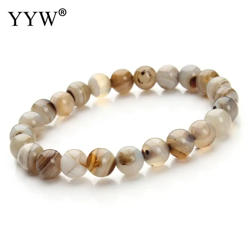 light brown agata Модные браслеты из бисера для йоги, браслеты из натурального камня для женщин и мужчин, розовый кварц, тигровые глаза, Агаты, Pulseira Masculina - Окраска металла: light brown agata