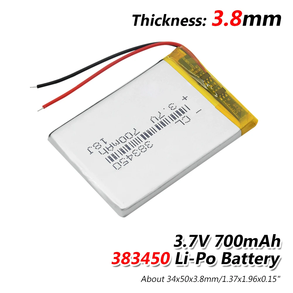 

1/2/4 Pcs/lot PCB Protected 383450 700mAh Lithium Battery 3.7 V Li-ion Lithium Polymer Li-po Battery Durable Long Lasting