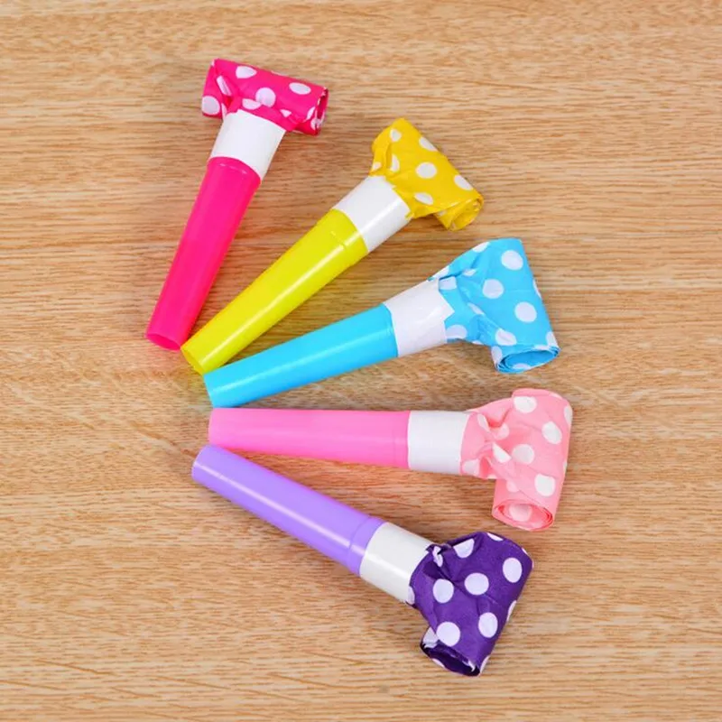

2018 New Colorful Polka Dot Blowouts Paper Blow Outs Noise Makers Whistle Children Gift Toys Birthday Party Supplies