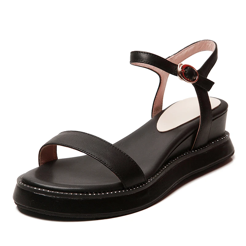

2019 New Brand Luxury Platform Sandals Women Genuine Leather Big Size 34-43 Summer Casual Women Wedges Shoes Woman