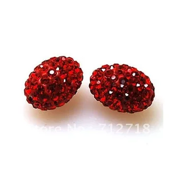 

Bead,polyclay and crystal,9*13mm oval pave beads,Siam color,sold 20 Pcs Per Package