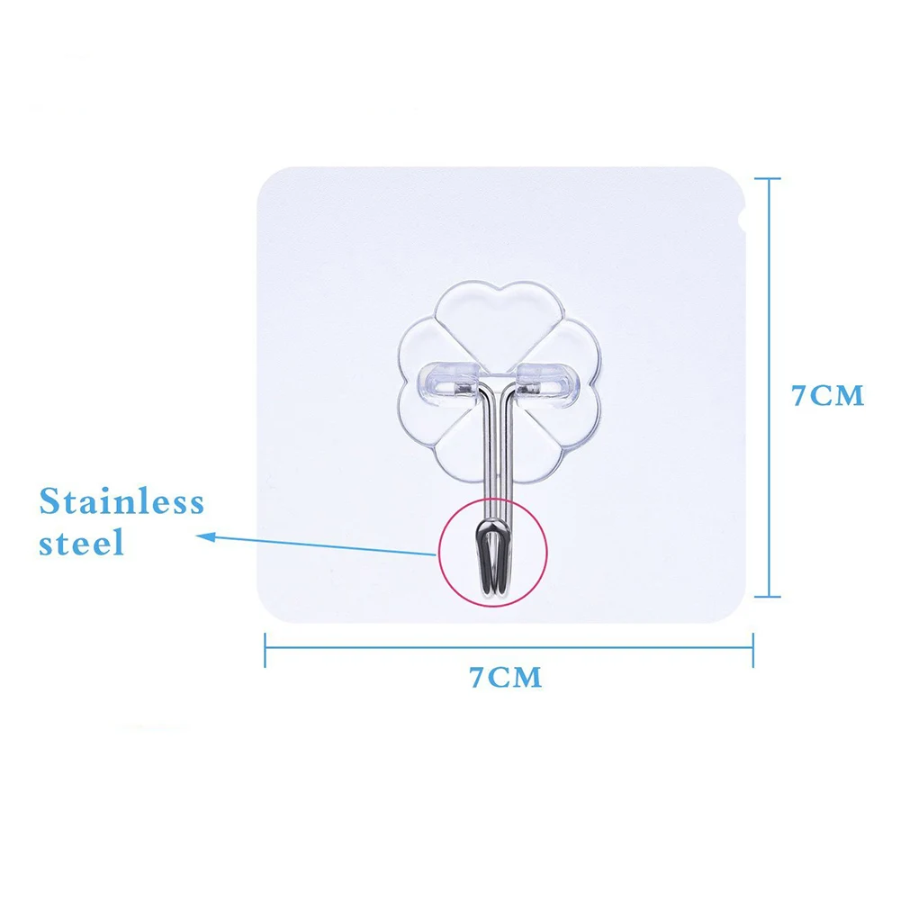 5 шт./компл. Максимальная нагрузка 10 кг бесшовный клейкий крючок Водонепроницаемый Прозрачный Прочный Крюк кухонная настенная вешалка