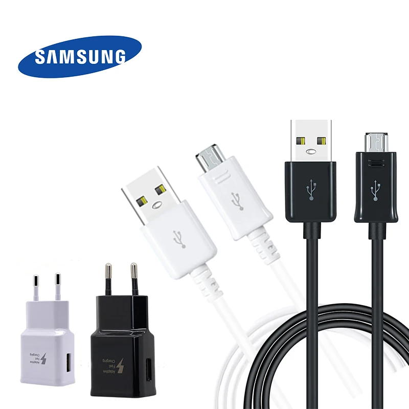 Samsung Зарядное устройство ЕС штекер Адаптер 9В 2A зарядки Micro USB кабель samsung Galaxy S6 S7 край J3 J5 J7 A3 A5 A7 Note 5 4 S4 S5
