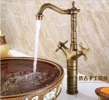 

Antique Bamboo Style Brass Deck mounted washbasin mixer under counter washbasin tap High style Cold/hot water faucet 189-6711f