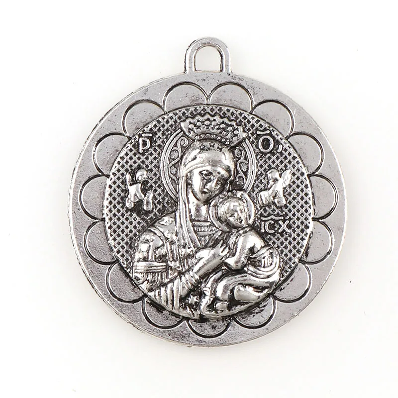 Silver Plated Round Saint Christopher & St. Christopher Medals Charms Pendants For Key chain Religious Necklace Accessories