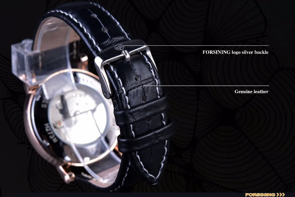 Forsining Rose Golden Tourbillion With Diamond Display
