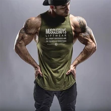 Muscleguys тренажерные залы Стрингер майка Бодибилдинг тренировки для мужчин Топ Фитнес Одежда Хлопок Мышцы жилет без рукавов рубашка для мужчин