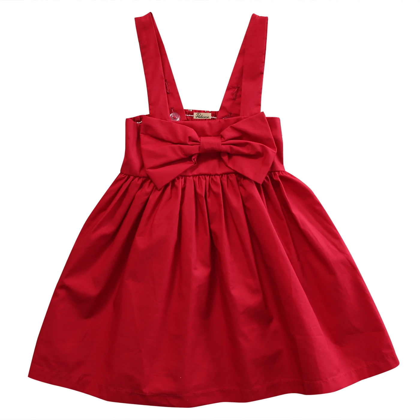 

Hi Hi Baby Store Summer Toddler Kid Baby Girls Bowknot Cotton Solid sleeveless Dress 0-3Y