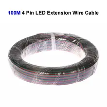 6 рулон 100 м 22AWG 4-контактный светодиодный переходник с удлинителем провод шнур для SMD 3528 5050 RGB Светодиодные ленты света соединительный кабель