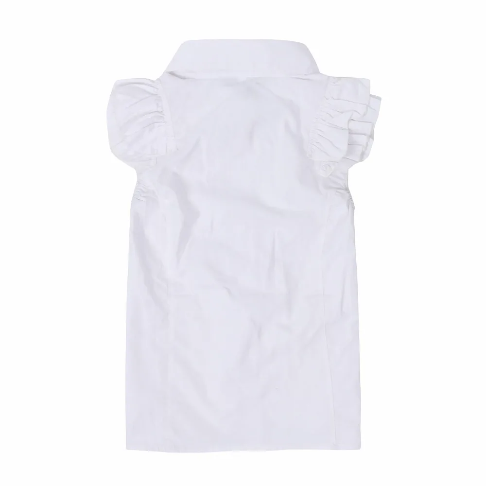 Школьные белые рубашки для студентов, хлопок, рубашки с короткими рукавами для девочек, летние подростковые рубашки с бантом, топы для детей 4, 6, 8, 10, 12, 14 лет