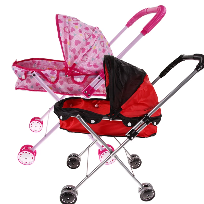 Cute Stroller Toy Dolls Iron Pink Trolley Toy Stroller Pushchair Pram
